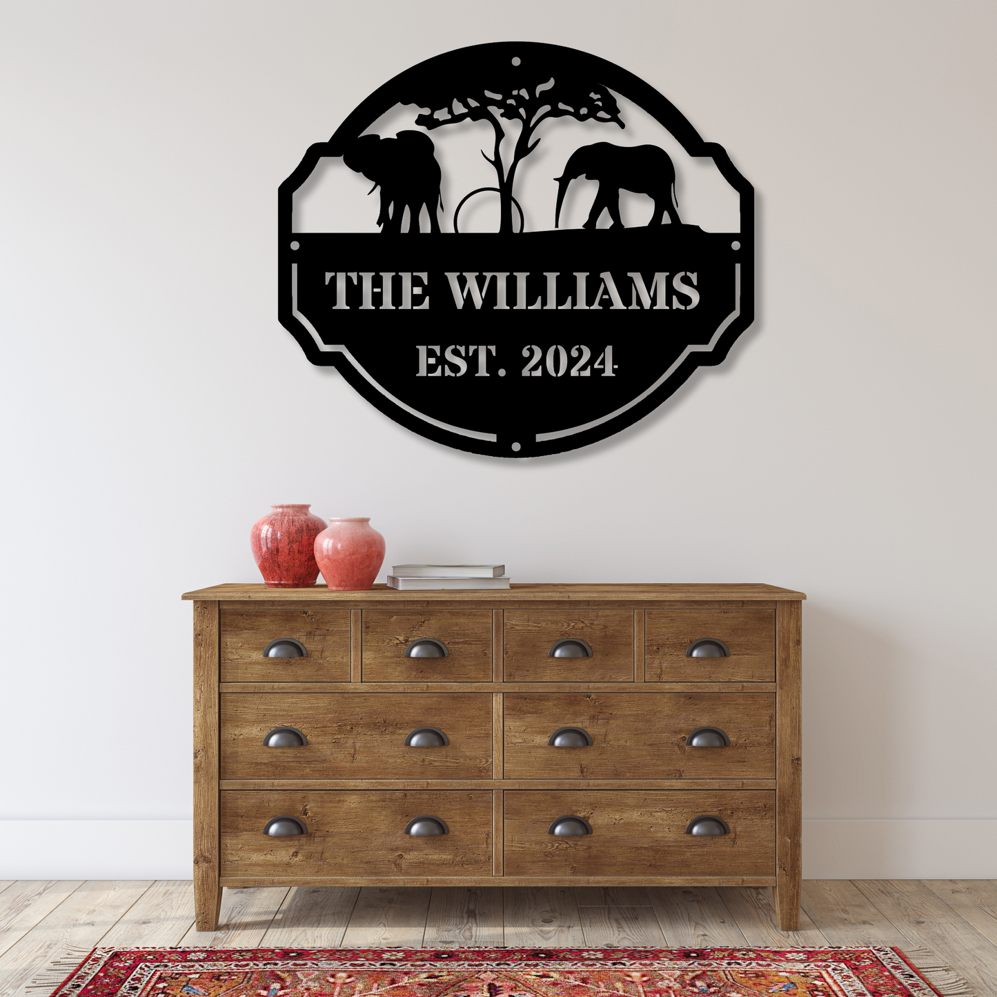 Custom Family Metal Sign, Elephant Metal Sign, Personalized Wall Decor