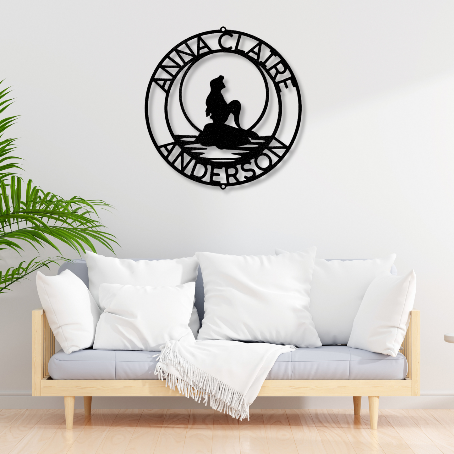 Mermaid Wall Metal Sign, Personalized Mermaid Decor, Kids Bedroom Coastal Wall Art, Nautical Theme, Beach House Decor, Ocean Room Metal Art