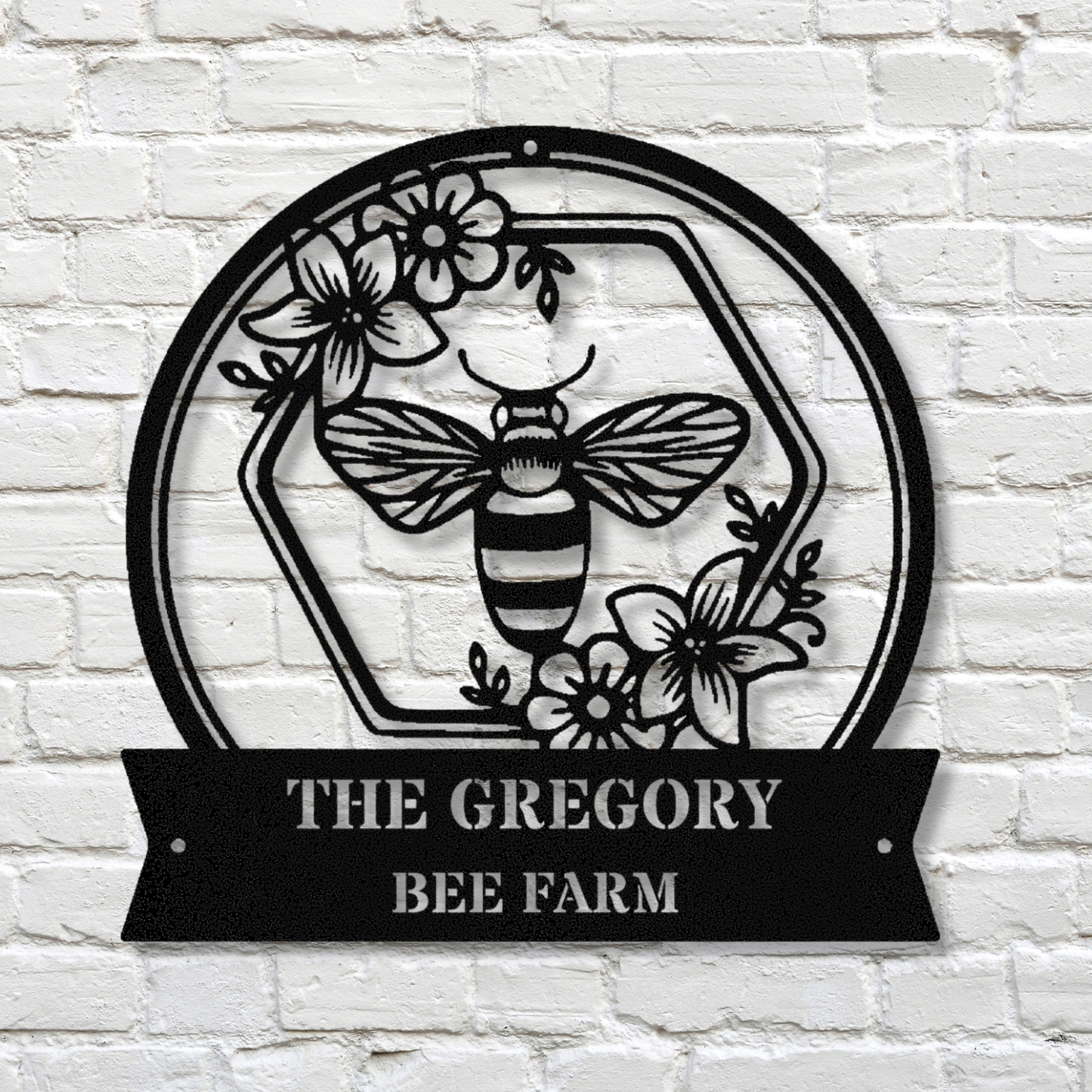 Personalized Bee Metal Sign, Bee Farm Metal sign, Bee Flowers Wall Decor, Garden Metal Sign, Yard Decor, Custom Metal Sign, Floral Metal Sign
