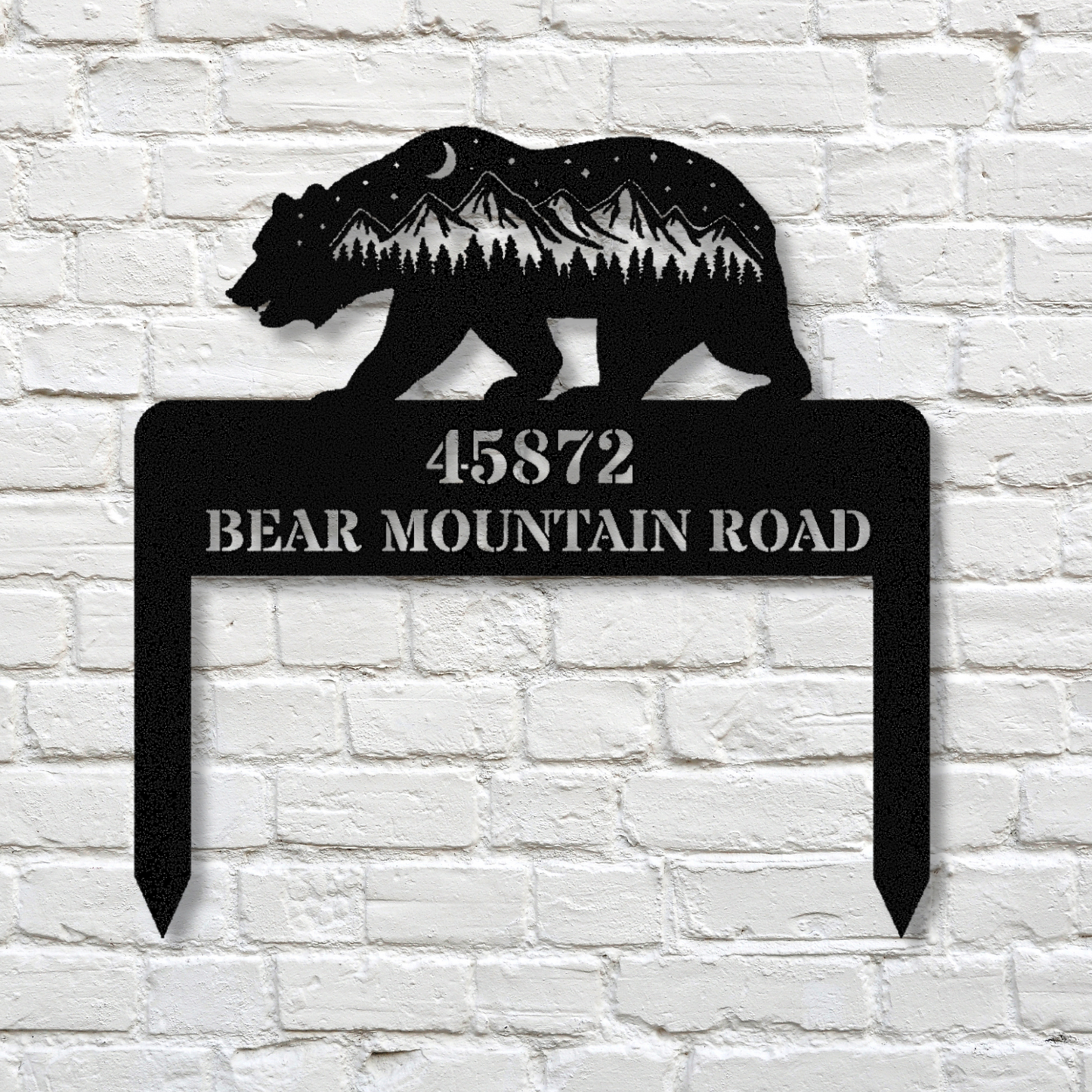 Bear Mountain Address Stake, Bear Address Metal Sign, Horizontal Address Plaque, Address Signage, Metal Address Plaque, Housewarming Gift