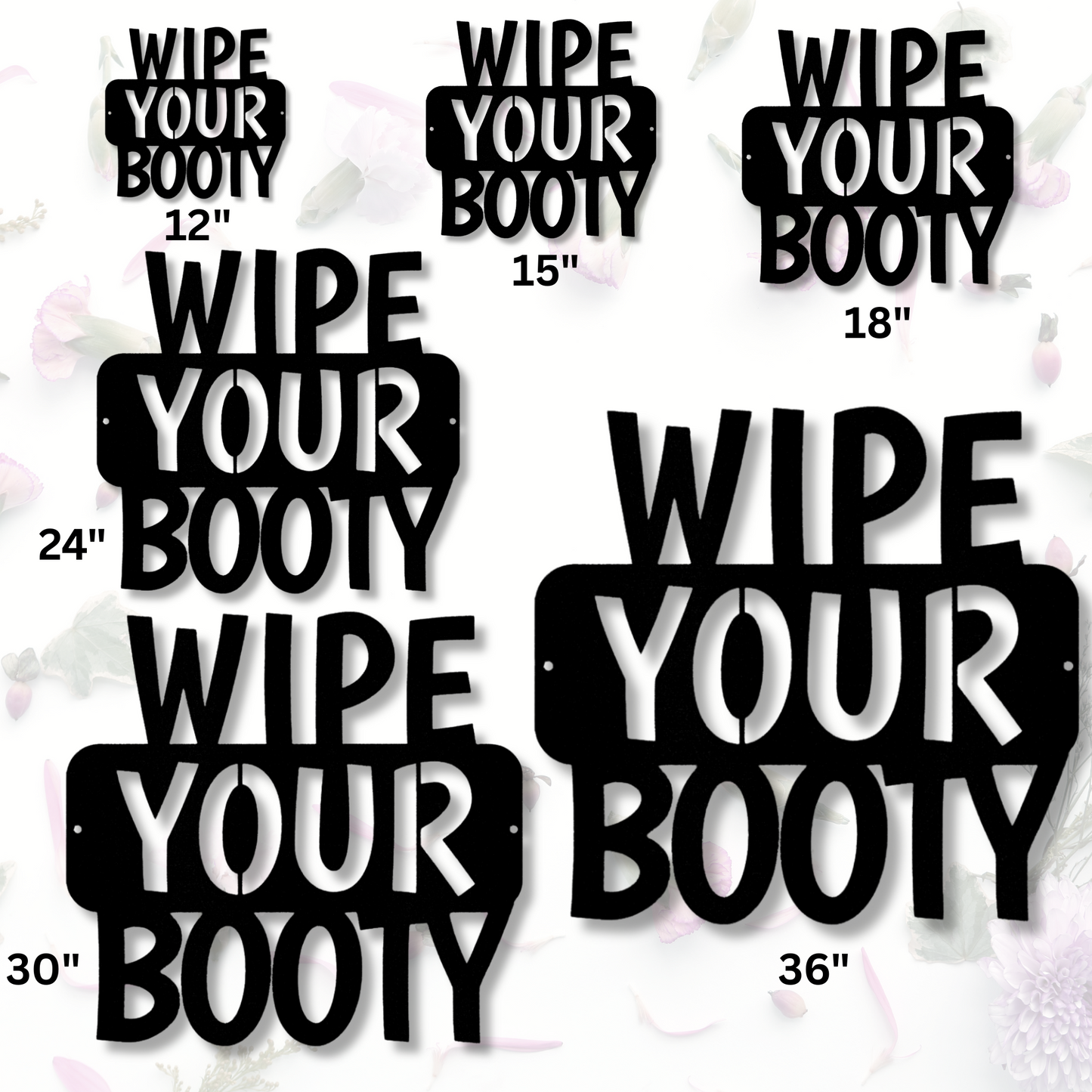 Wipe Your Booty Quote Metal Steel Sign, Funny Bathroom Rules Sign, Boys Bathroom Hanging, Bathroom Wall Art.