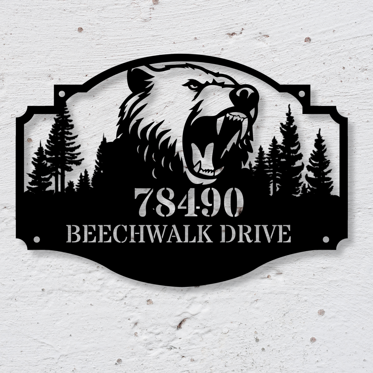 Custom Metal Bear Cabin Sign, Bears In Woods Address Sign, Custom Family Name Sign Bear Metal Sign, Bear Decor, Gift for Dad Yard Sign