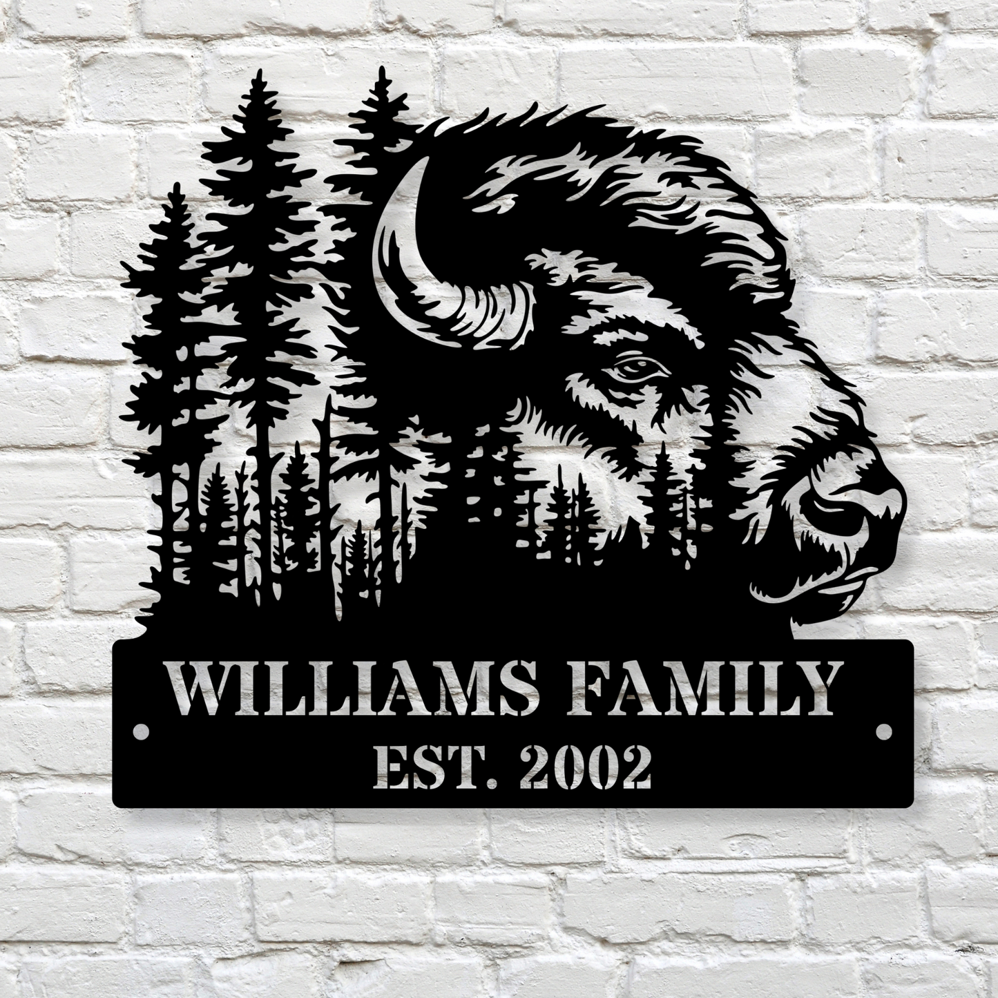 Custom Bison Metal Sign, Bison Monogram Sign, Bison Decor, Bison Gift, Farm Sign, Ranch sign, Cabin Decor