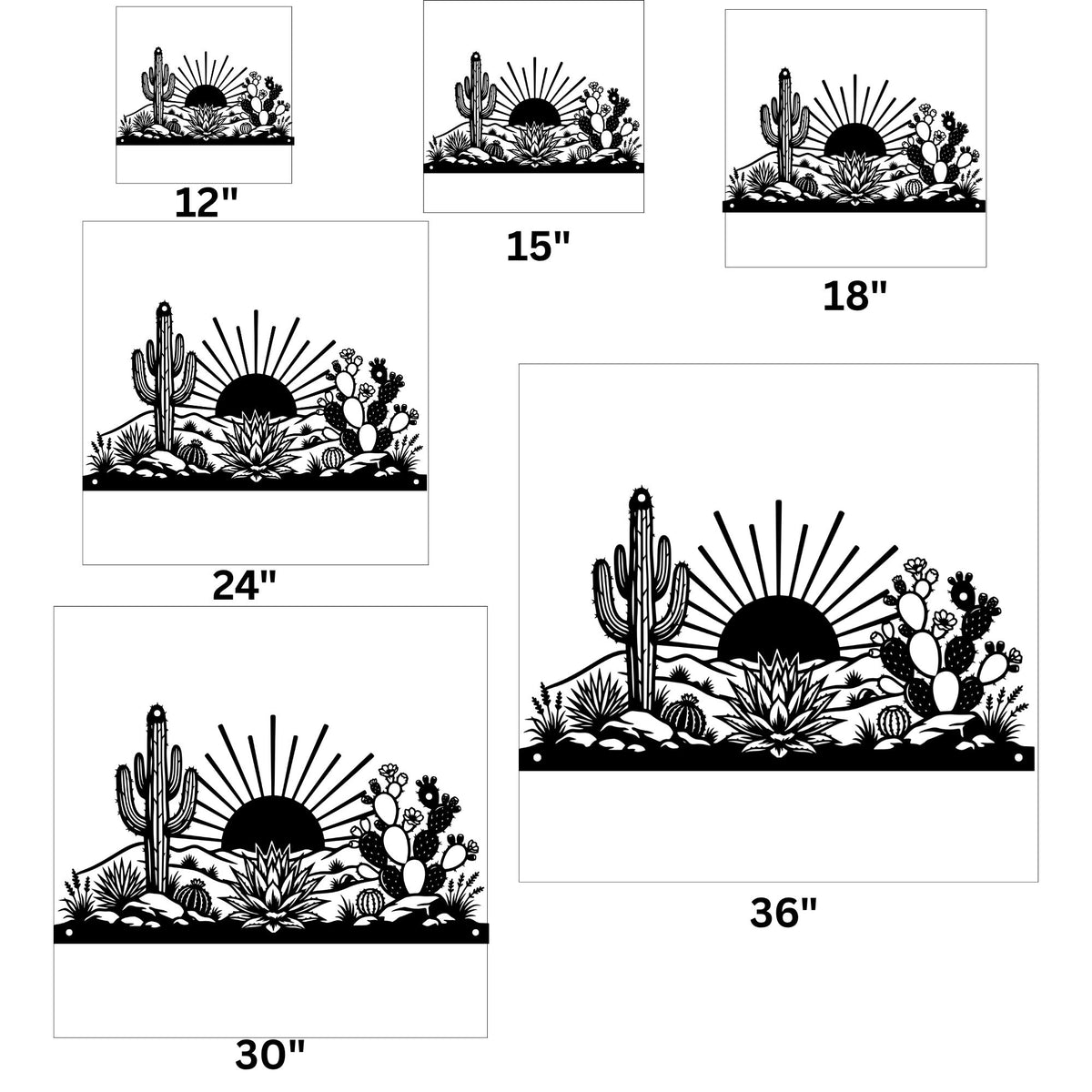 Desert Sunrise Metal Wall Art, Cactus Scene Sign, Southwestern Home Decor, Rustic Mountain & Sun Metal Wall Decor, Boho Outdoor Patio Sign