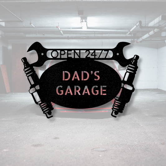 Personalized Car Garage Metal Sign, Spark Plugs Decor,Mechanic Shop Sign, Established Sign, Automotive Lover Gift, Custom Car Lover Gifts