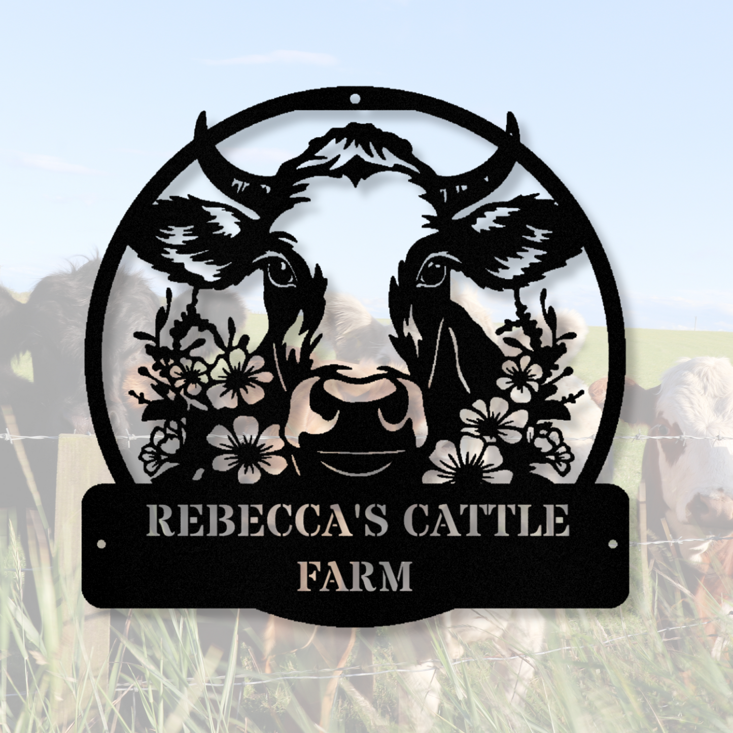 Personalized Cattle Wall Sign, Address Metal Sign, Boho Living Room Decor, Farmhouse Metal Sign, Cabin Wall Decor, Custom Name Cow Sign, Last Name Sign