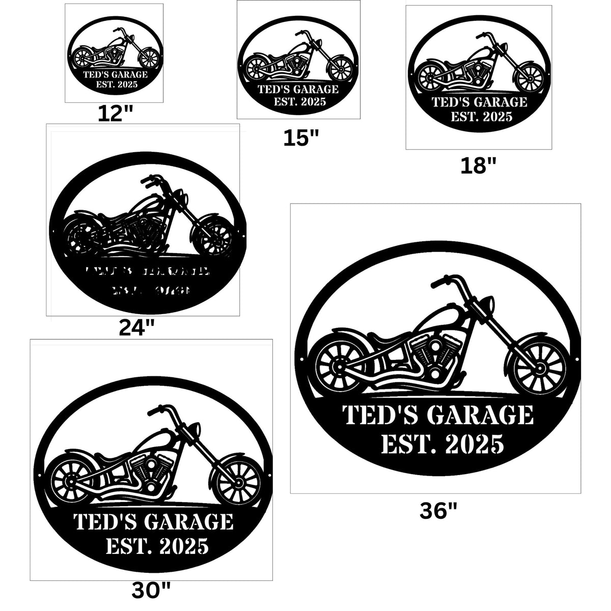 Personalized Motorcycle Garage Metal Wall Art, Custom Chopper Metal Sign, Biker Man Cave Decor, Custom Garage Name Sign, Motorcycle Lover Gift