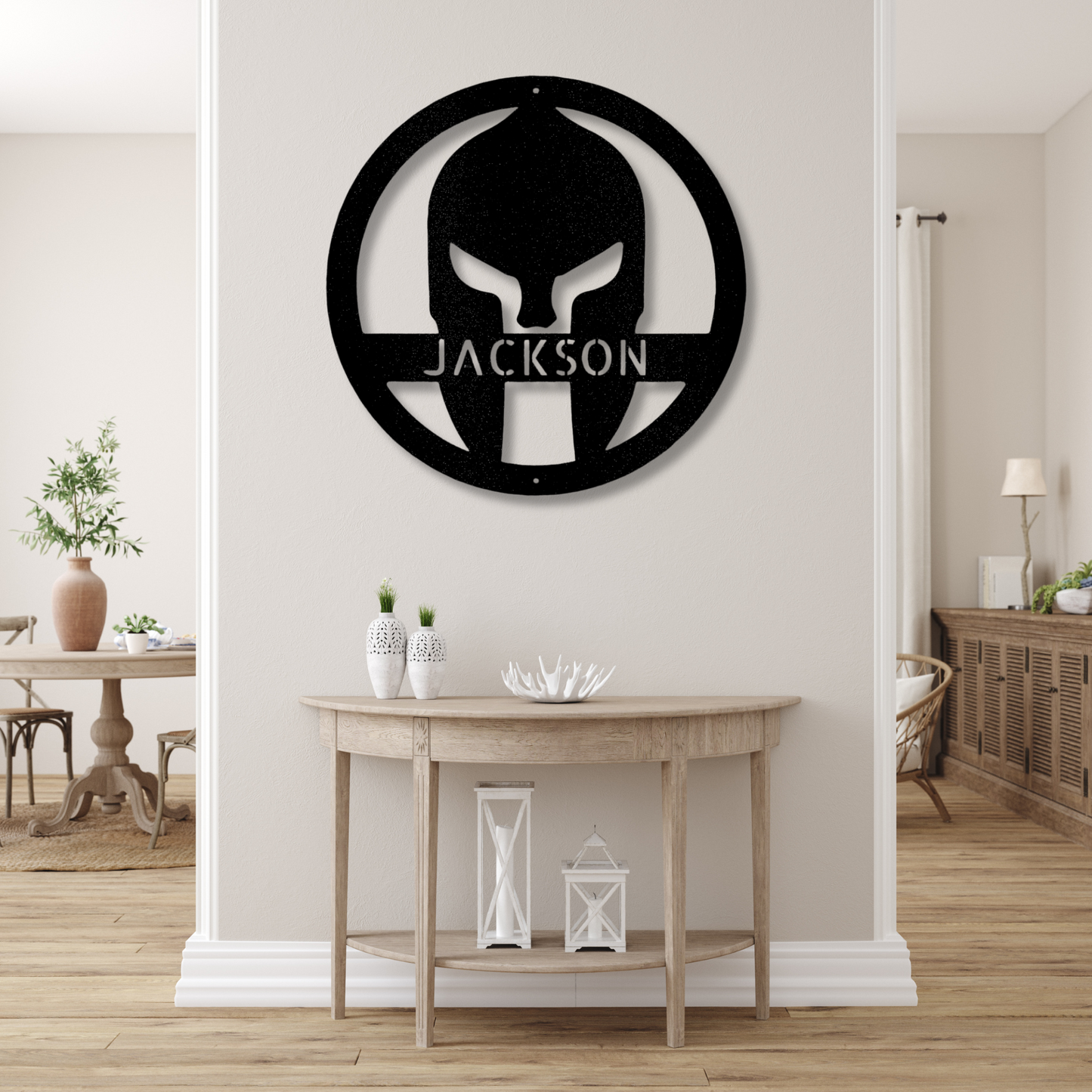 Custom Spartan Helmet Metal Art Sign, Personalized Spartan Gladiator Helmet Wall Art Decor, X-mas Gift For Him, Mother To Son Gift.