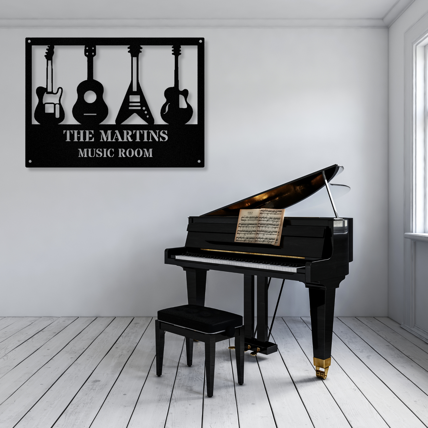 Personalized Guitar Musical Instrument Metal Wall Sign, Custom Name Guitar Metal Sign, Guitar Music Studio Wall Sign, Music Room Wall Decor, Guitar Shop Sign