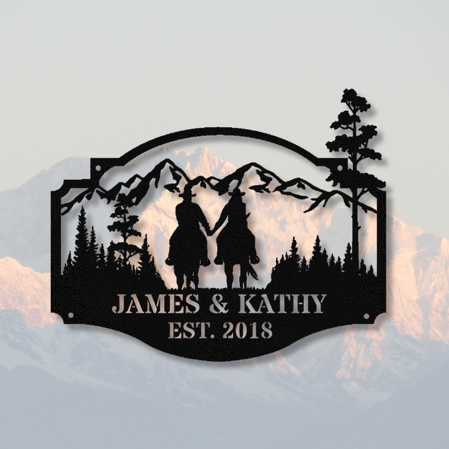 Custom Couple Horse Riding Metal Sign, Equestrian Wall Art, Anniversary Gift, Wedding Gift for Couple, Cabin Wall Decor, Horse Lover Gift