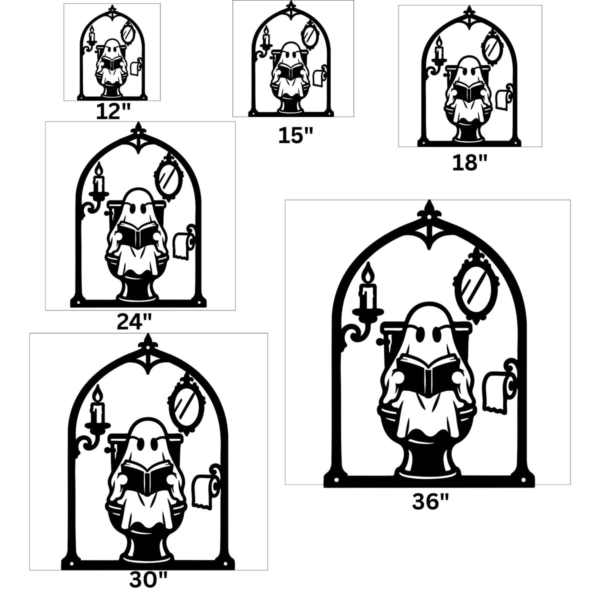 Funny Ghost Bathroom Sign Halloween Metal Decor Spooky Wall Art Ghost Reading Book Gothic Decor Accent