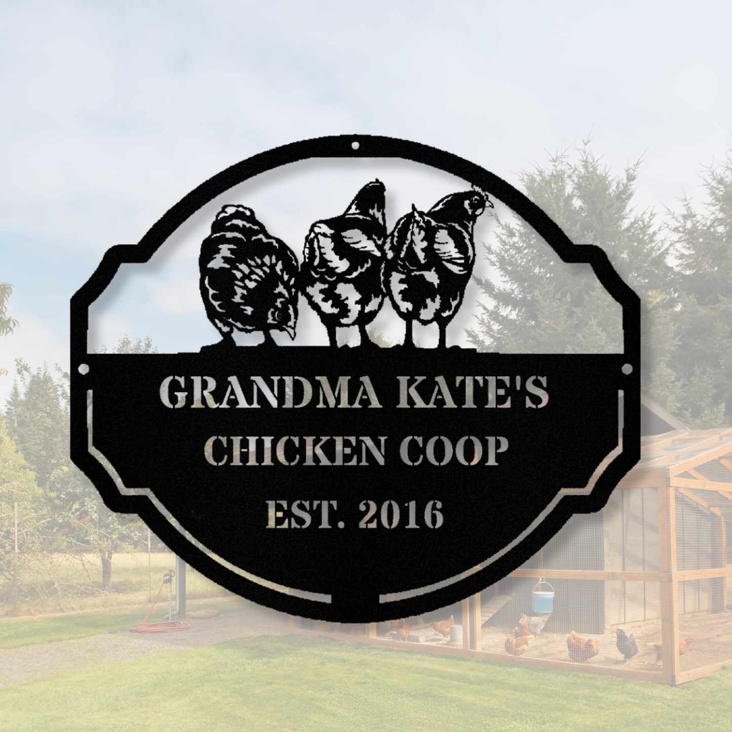 Personalized Chicken Coop Metal Sign, Custom Name Hen House Sign, Outdoor Metal Sign, Egg Shack Metal Sign Decor, Grandma Gift, Mother's Day Gift