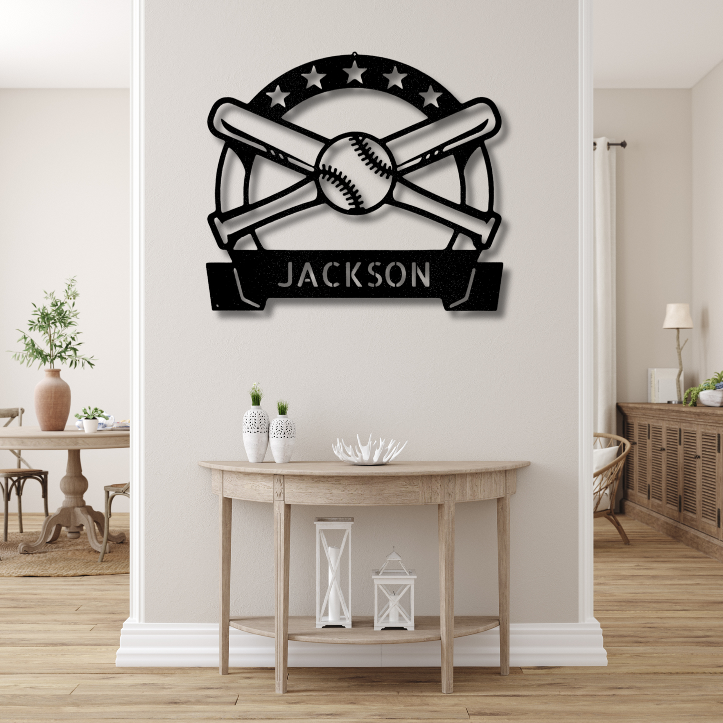 Personalized Baseball Bat Metal Sign, Customized Kids Name Baseball Sign, Wall Hanging Decor, Baseball Wall Sign