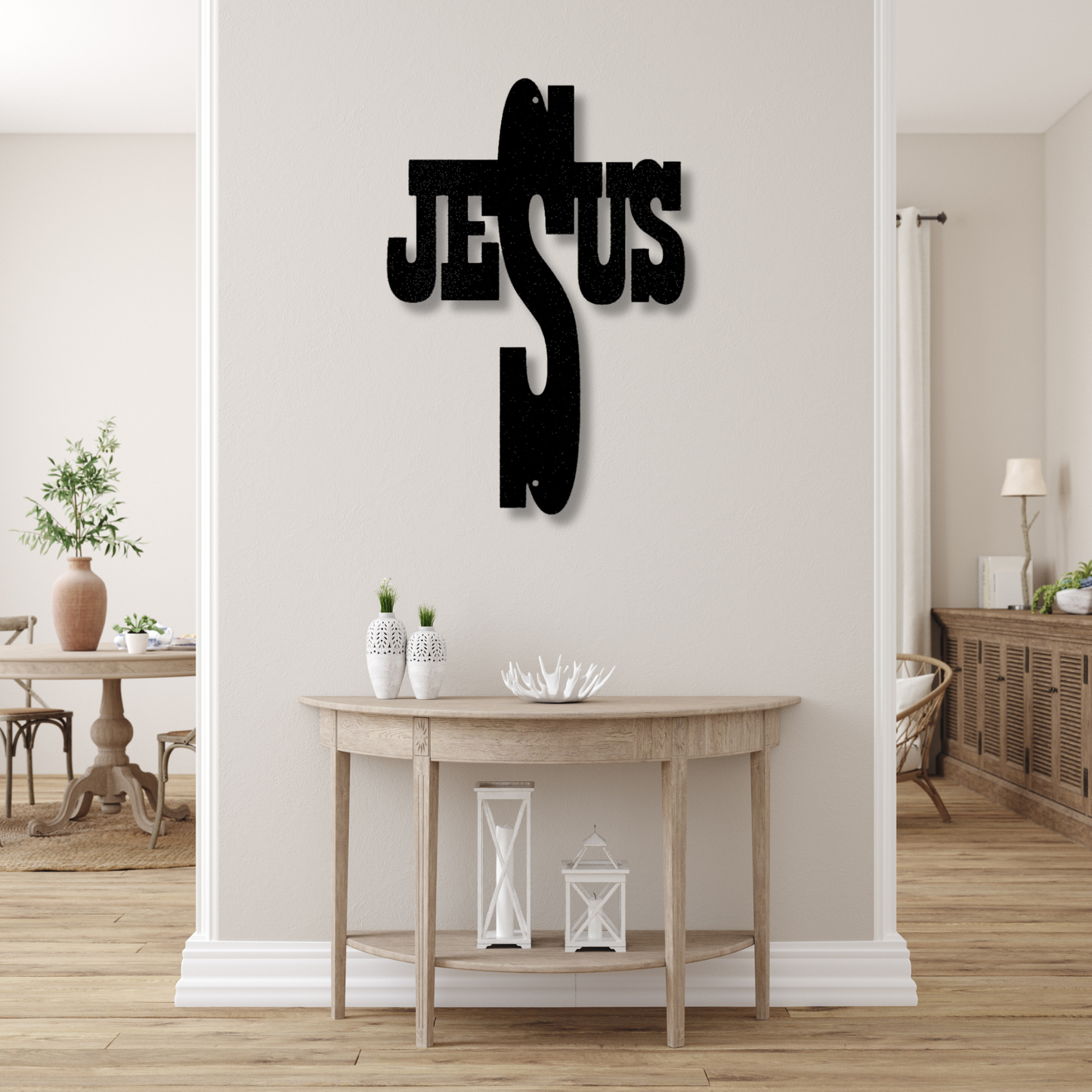 Jesus Cross Metal Sign, Wall Hanging Sign, Christian Themed Gifts, Religious Gifts, Cross Metal Sign, Name Metal Sign, Housewarming Gift
