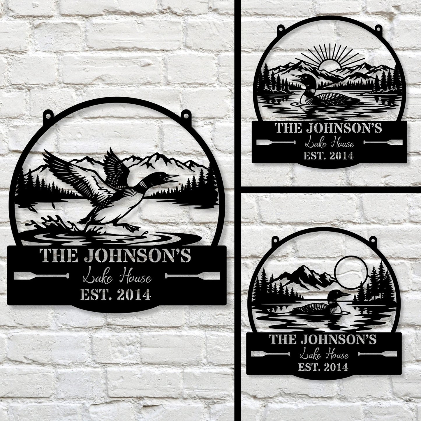 Personalized Lake House Metal Sign, Flying Duck Wall Art, Custom Family Name Cabin Decor, Outdoor Lakehouse Plaque, Anniversary Gift