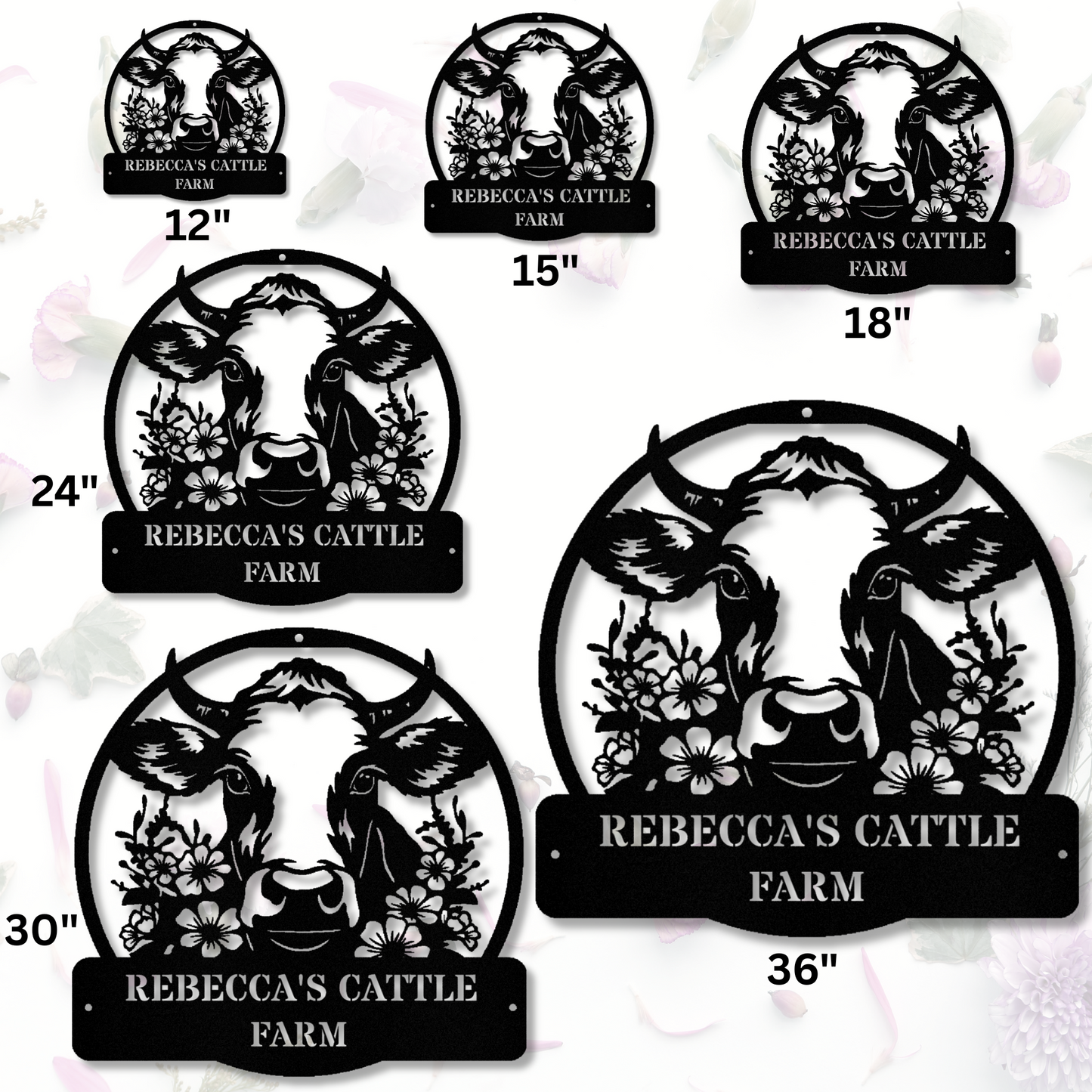 Personalized Cattle Wall Sign, Address Metal Sign, Boho Living Room Decor, Farmhouse Metal Sign, Cabin Wall Decor, Custom Name Cow Sign, Last Name Sign