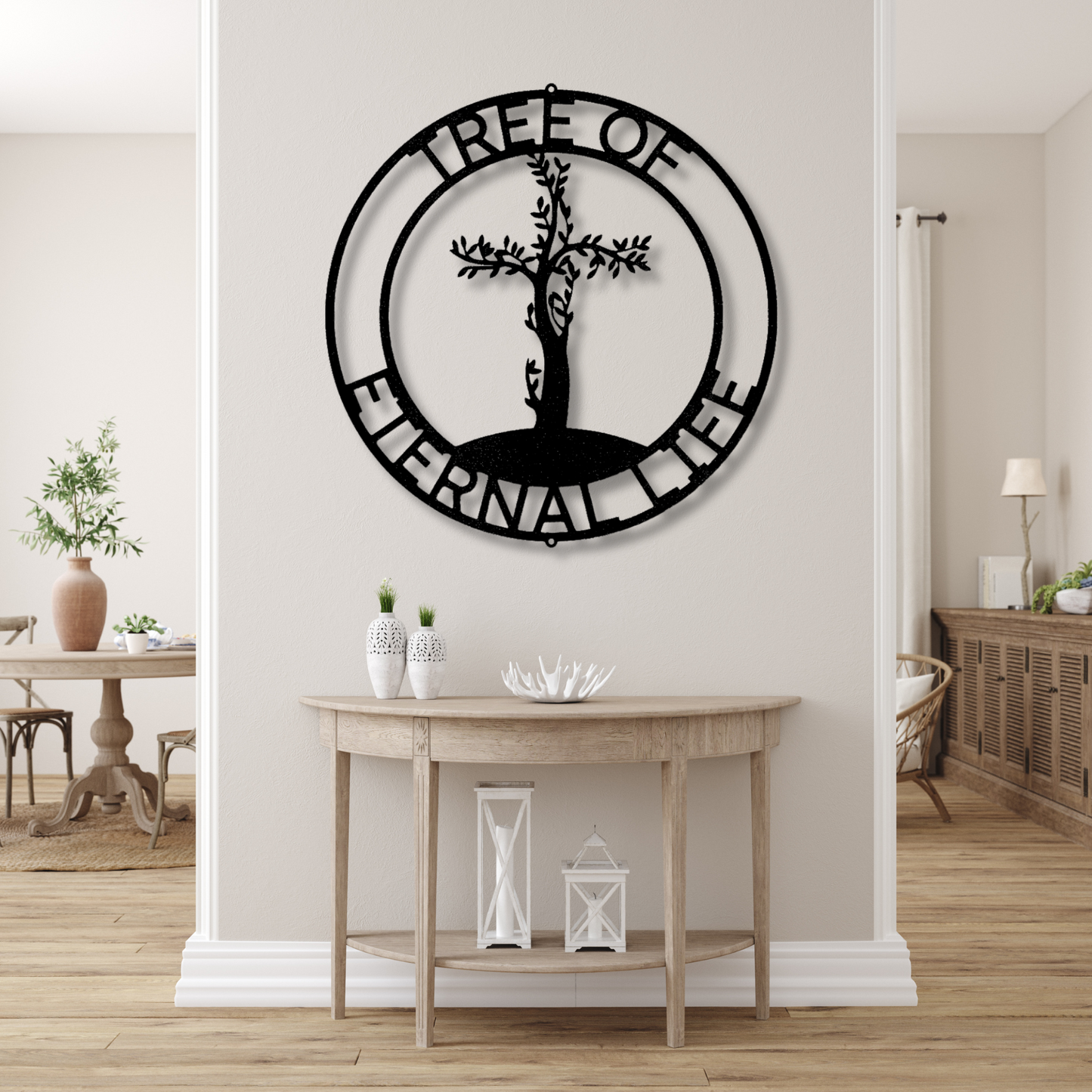 Personalized Cross Tree Metal Sign, Tree Metal Art, Tree of Life Art, Wall Decor, New Home Wall Art, Wedding Gift, Living Cross Nature Art