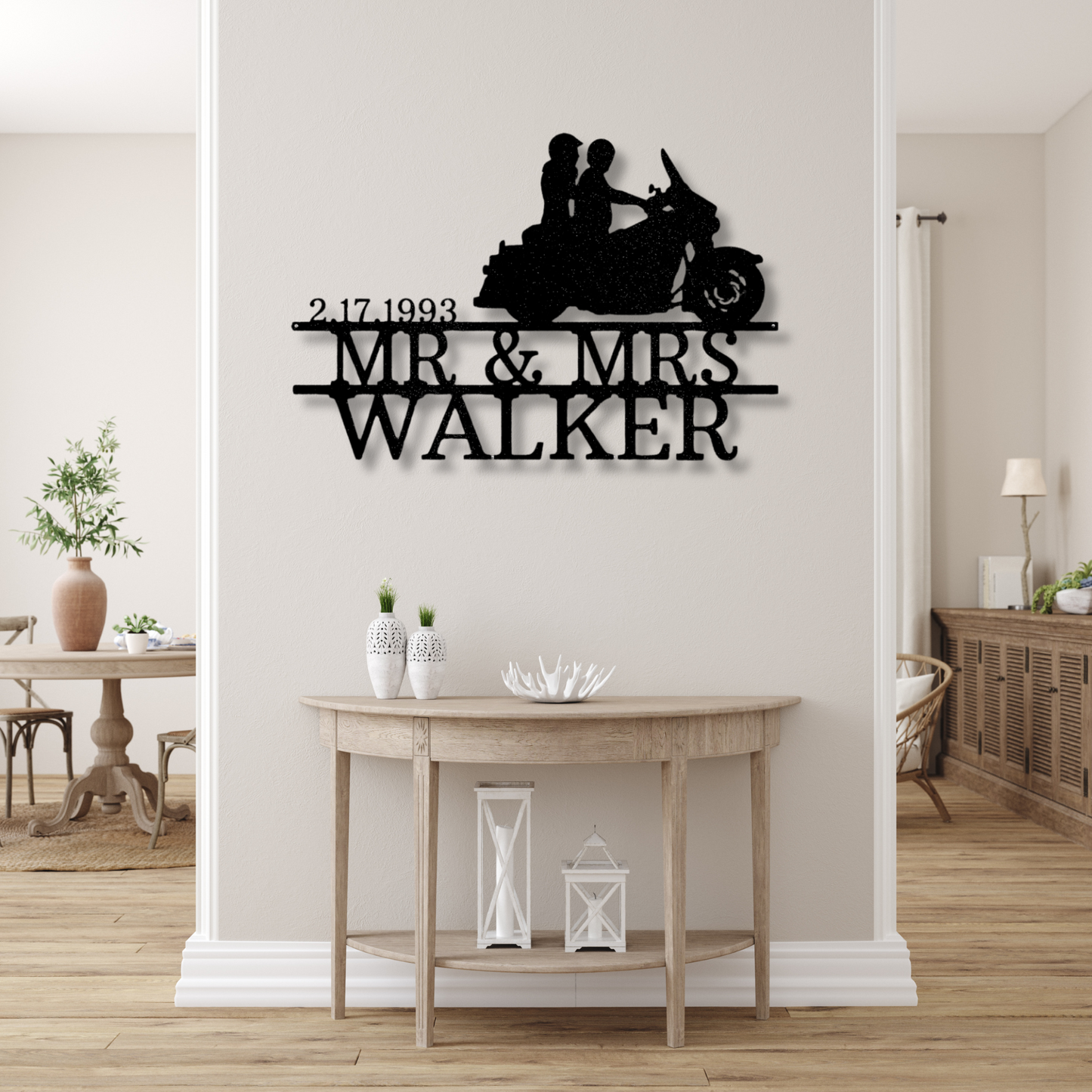 Last Name Motorcycle Metal Sign, Custom Motorbike Metal Sign, Personalized Biker Sign, Couples Gift, Anniversary or Wedding Gift, Engagement