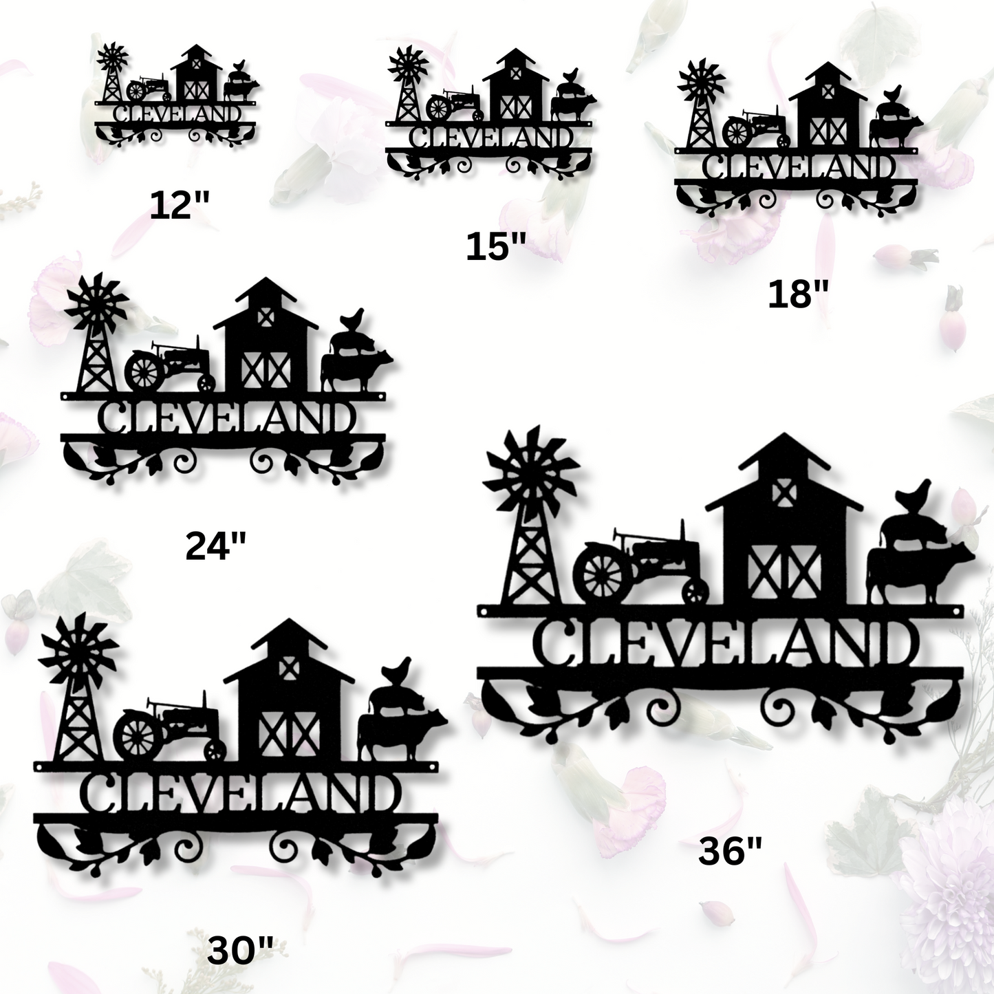 Custom Farm Sign With Tractor, Barn, Windmill And Farm Animals, Personalized Family Farm Address Sign, Outdoor Hangings.