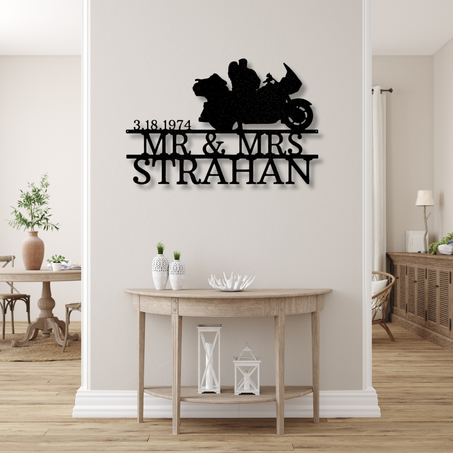 Personalized Mr & Mrs Motorcycle Metal Sign, Custom Motorbike Metal Sign, Personalized Biker Sign, Couples Gift, Anniversary or Wedding Gift
