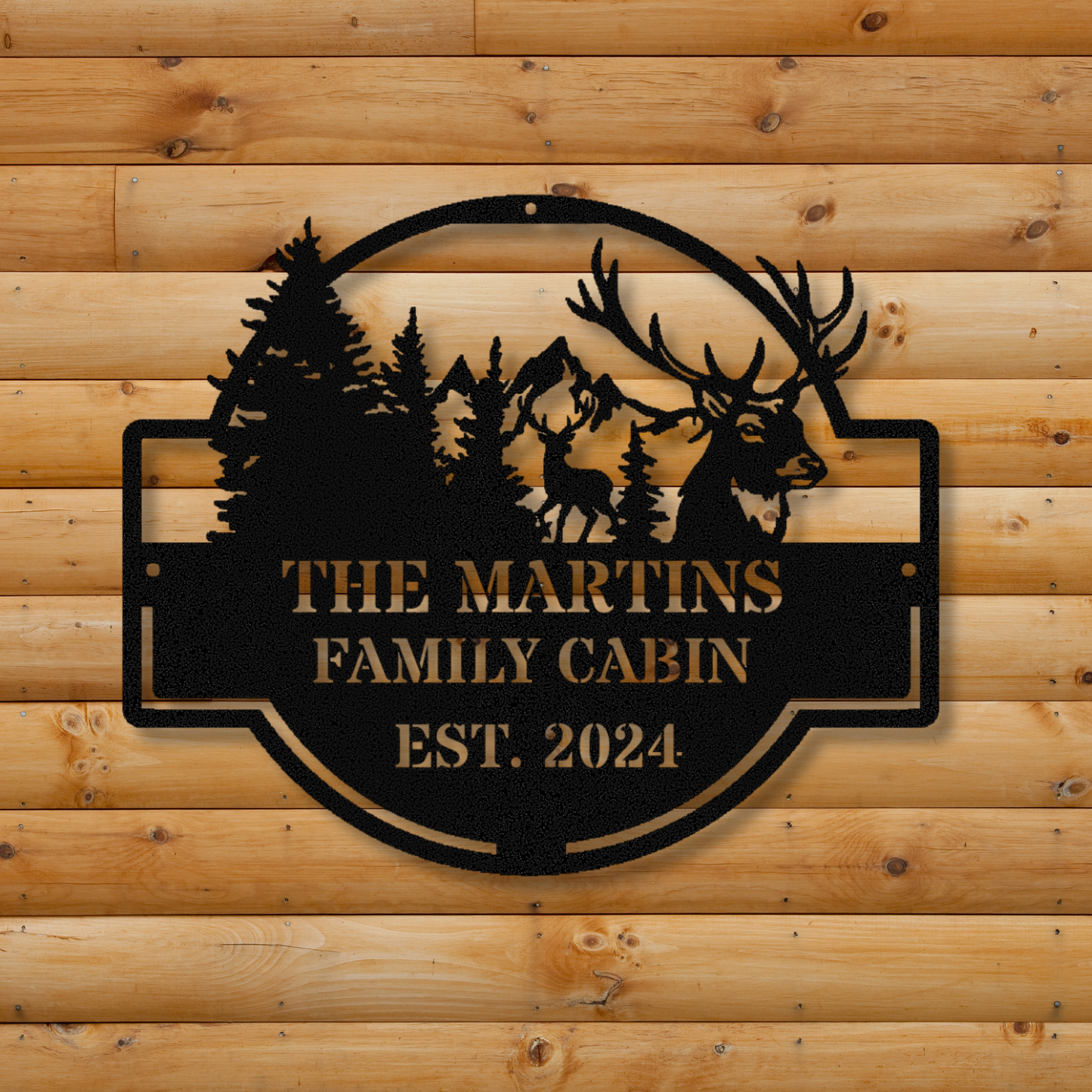 Personalized Cabin Metal Sign, Custom Name Metal Sign, Wall Art Decor, Deer Hunter Gift, Deer Metal Sign, Last Name Metal Sign, Cabin Wall Hanging