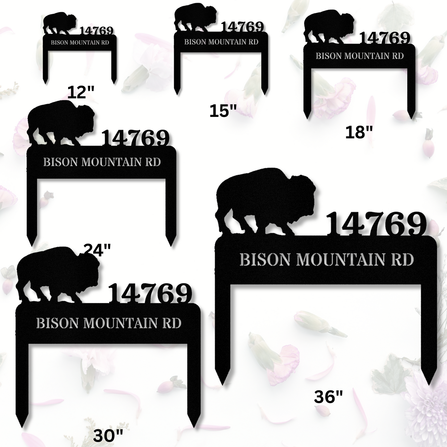 Customized Bison Address Stake, Metal Address Sign, Horizontal Address Plaque, Address Signage, Metal Address Plaque, Housewarming Gift