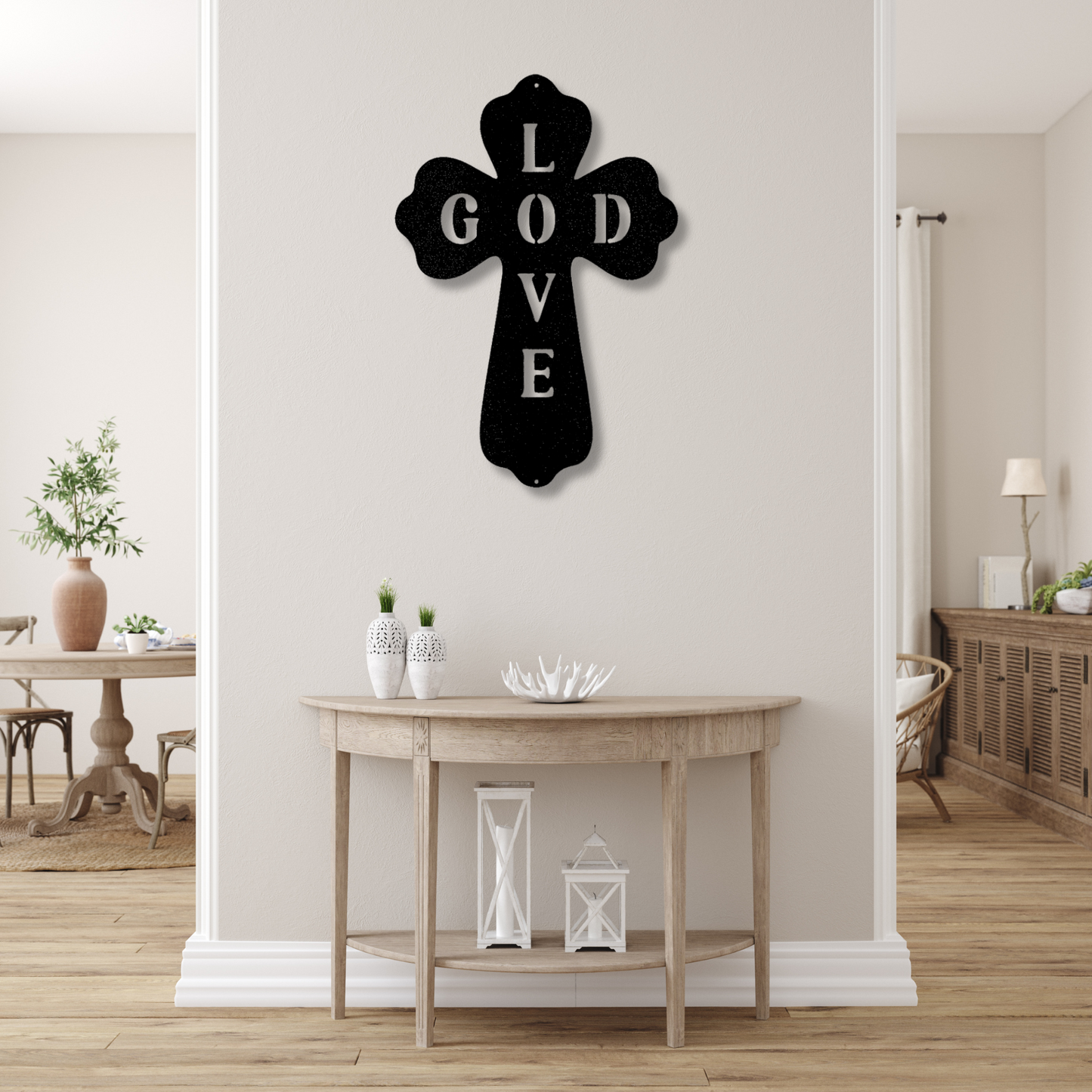 God Love Metal Sign, Faith Cross Monogram, Living Room Wall Hanging, Thanksgiving Gift For Her, Daughter To Mother Gift, Christian Wall Art Decor.