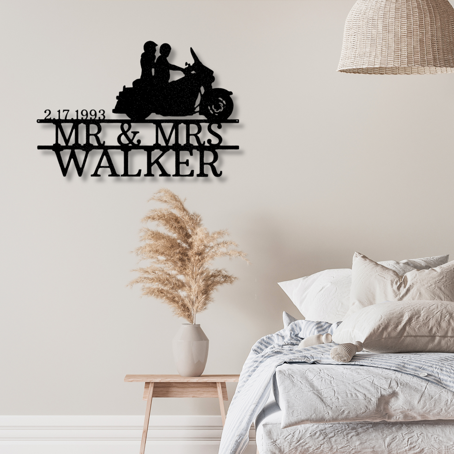 Last Name Motorcycle Metal Sign, Custom Motorbike Metal Sign, Personalized Biker Sign, Couples Gift, Anniversary or Wedding Gift, Engagement