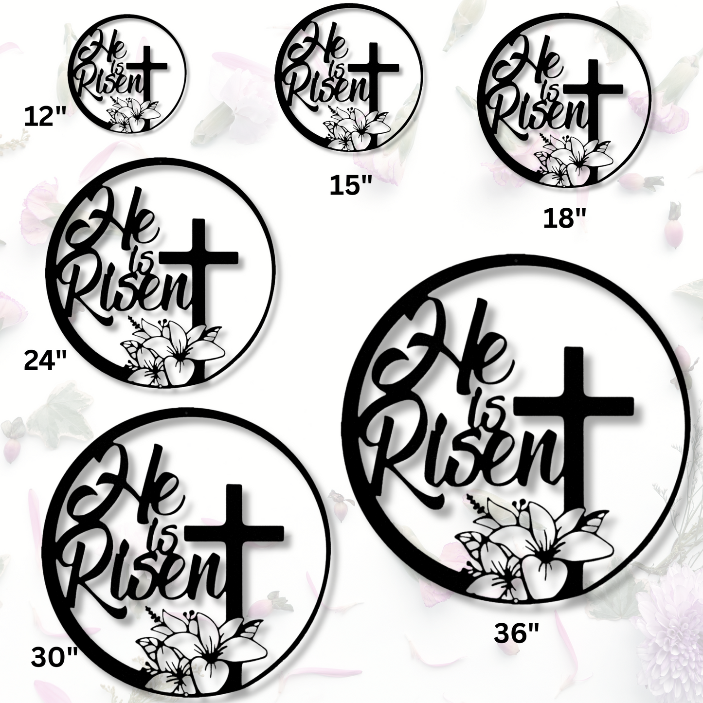 He is Risen Metal Sign, Religious Gifts, Floral Cross Sign, Home And Living Decor, Easter Gifts, Cross Metal Sign, Christian Themed Gifts