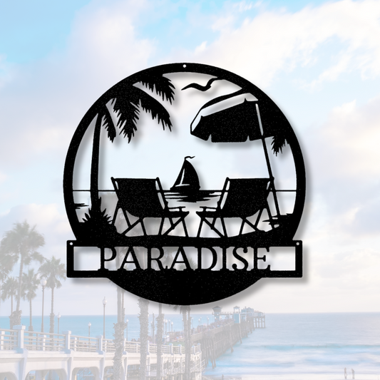 Personalized Beach Metal Sign, Summer House Welcome Sign, Custom Name Wall Art, Family Name Sign, Lake House Outdoor Sign, Nautical Decor