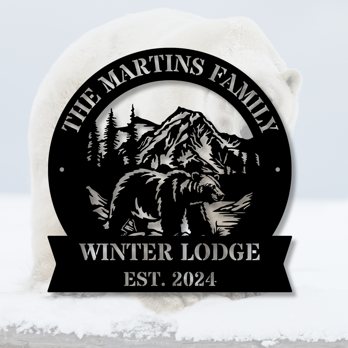 Custom Bear Metal Sign, Personalized Bear Wall Art, Cabin Decor, Wilderness Hunter Gift, Mountain Bear Home Decor