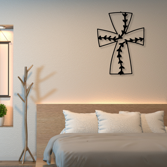 Faith Baseball Metal Art, Cross Baseball Metal Wall Art, Housewarming Decor, Baseball Lover Gift, Baseball Themed Decor, Baseball Art