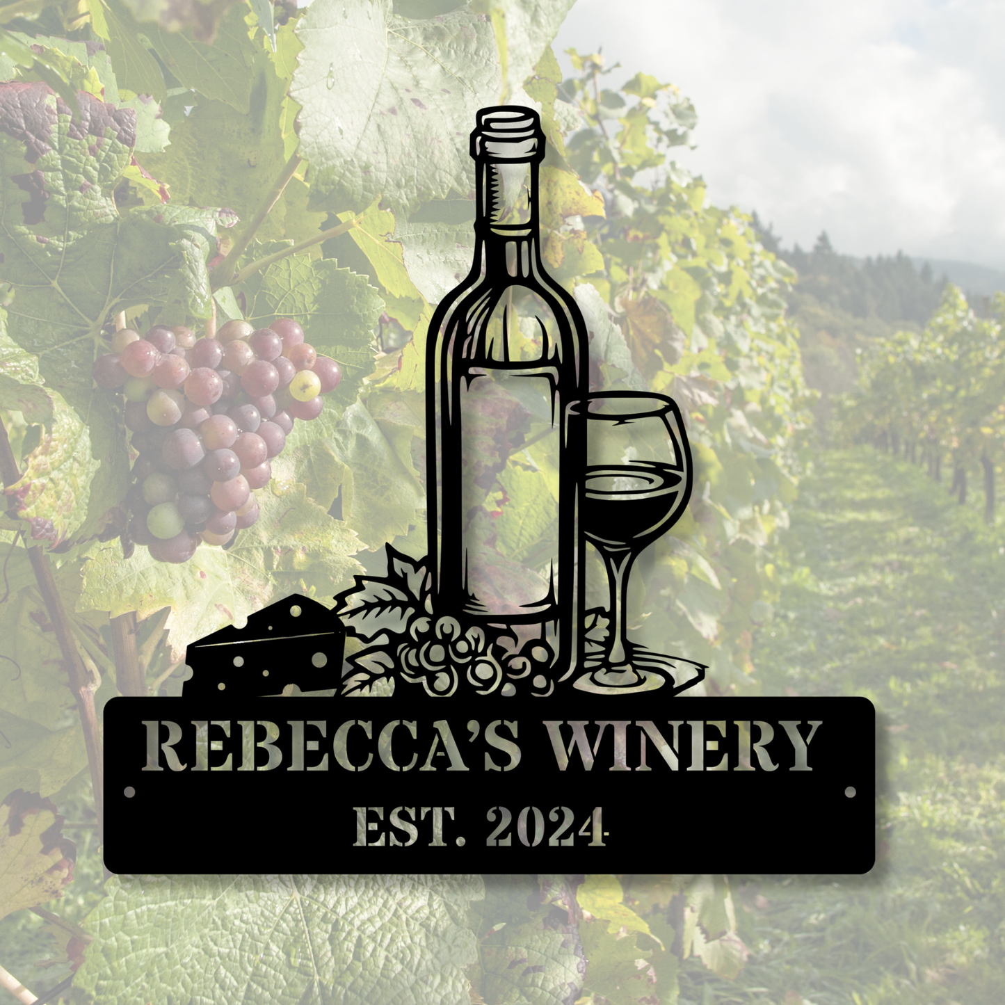 Custom Grape Metal Sign, Vineyard Decor, Wine Bar Sign, Personalized Grape Decor, Outdoor Vineyard, Wine Lover Gift, Rustic Farm Sign