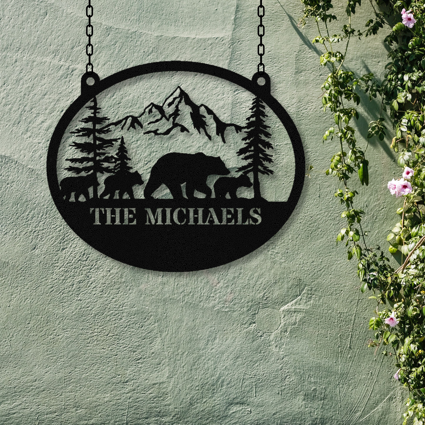 Personalized Bear and Cubs Metal Sign, Cabin Metal Sign, Housewarming Gift, Established Sign, Large Wall Art, Bear Lover Gift, Last Name Sign