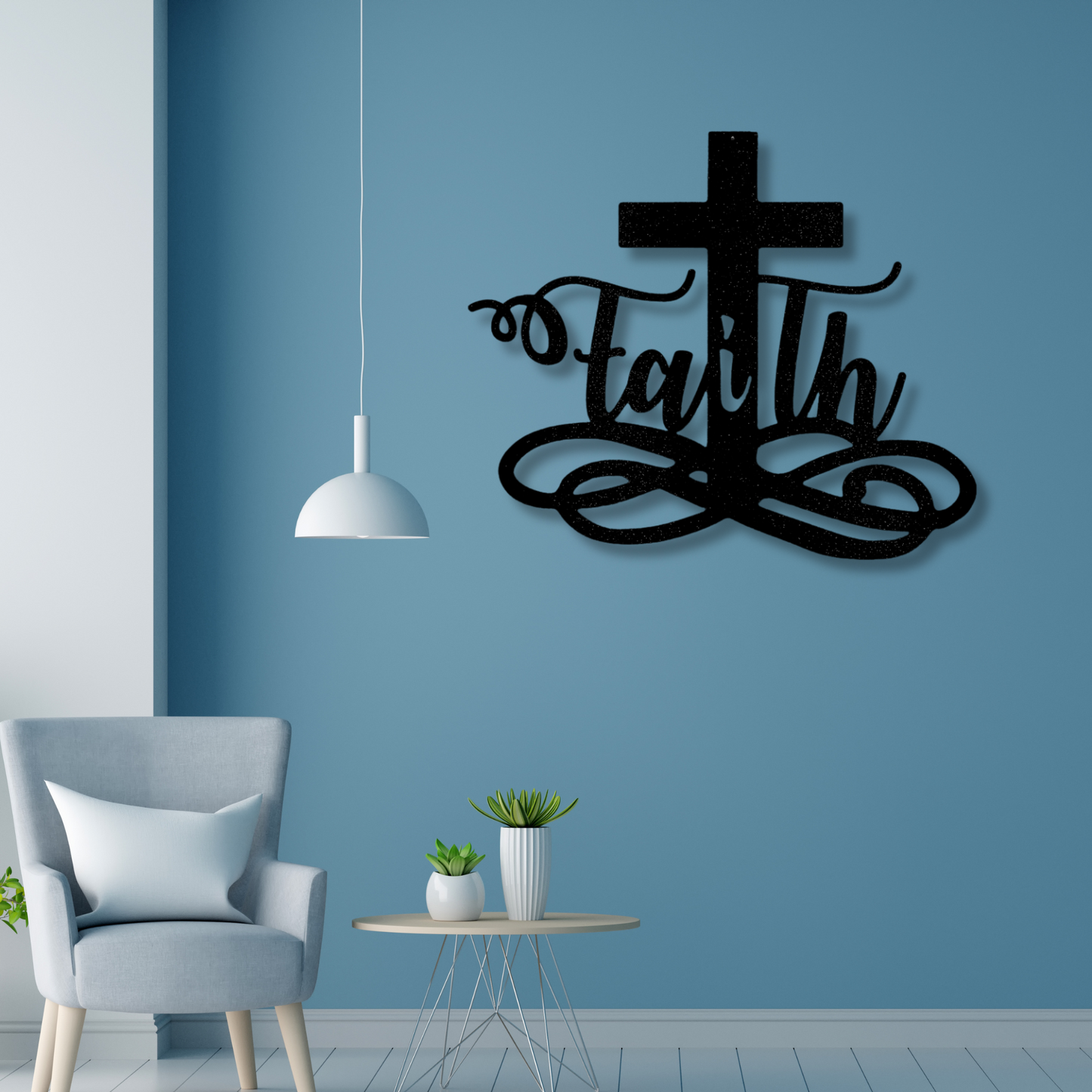 Faith Cross Metal Steel Sign, Christian Wall Art, Metal Faith Sign, Religious Wall Decor, Spiritual Home Decor, Inspirational Sign Art