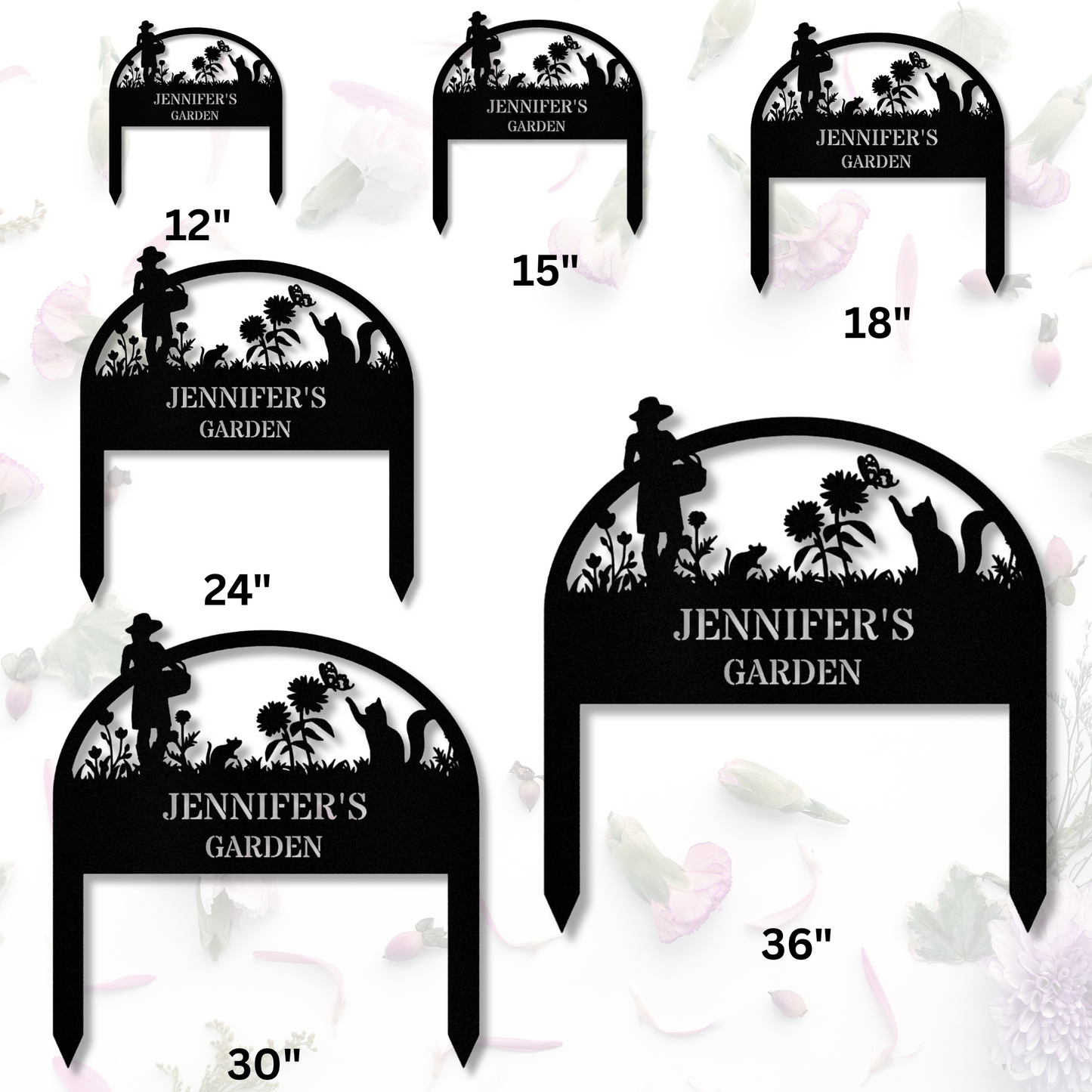 Personalized Garden Cat Metal Stake Sign, Address Signage, House Address, Metal House Number Stake, Gardener Decor, Metal Yard Decor