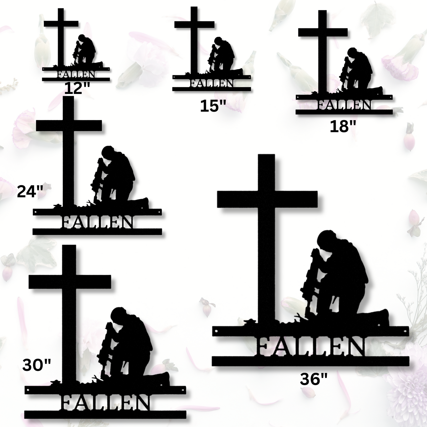 Kneeling Soldier Monogram Metal Sign, Cross Metal Sign, Veteran Gift, Fallen Soldier Gift, Religious Gift, Living Room Decor, Army Navy Gift