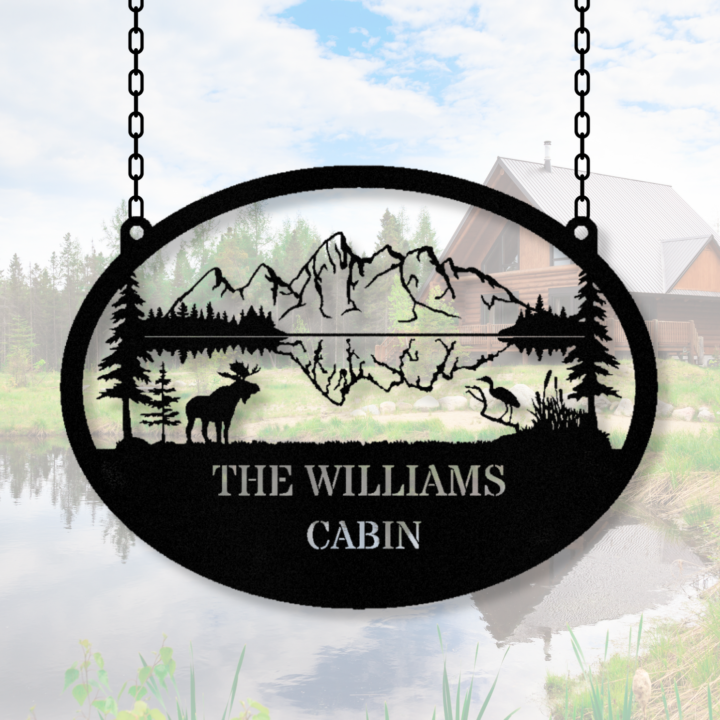 Personalized Elk Mountain Metal Hanging Sign, Ranc...
