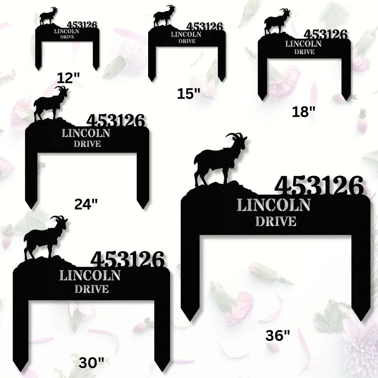 Custom Goat Metal Address Stake, Personalize Garden Stake, Rustic House Number, Unique Goat Marker for Outdoor Decor