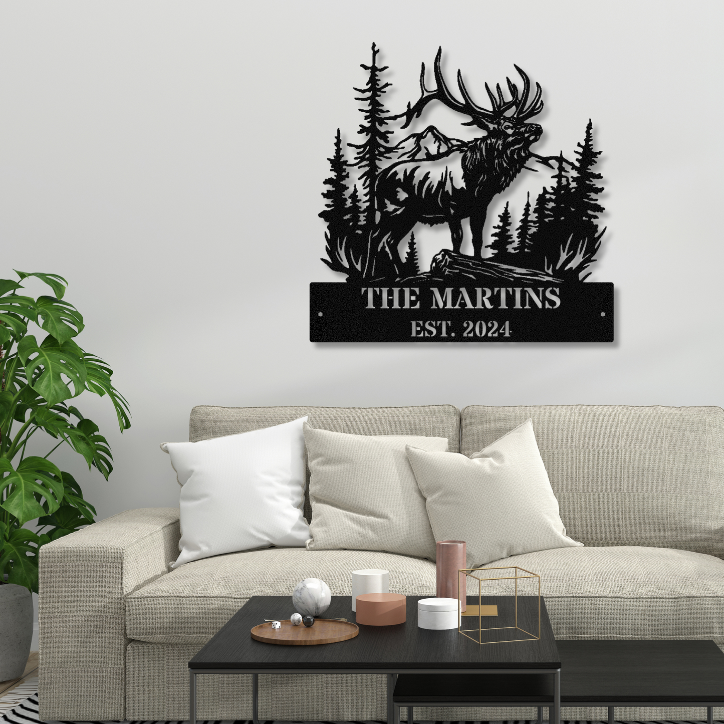 Custom Elk Metal Sign, Elk Wall Art, Wildlife Decor, Elk Address Sign, Rustic Elk Wall Decor, Last Name Wall Sign, Elk Lodge Decor, Outdoor Cabin Metal Sign