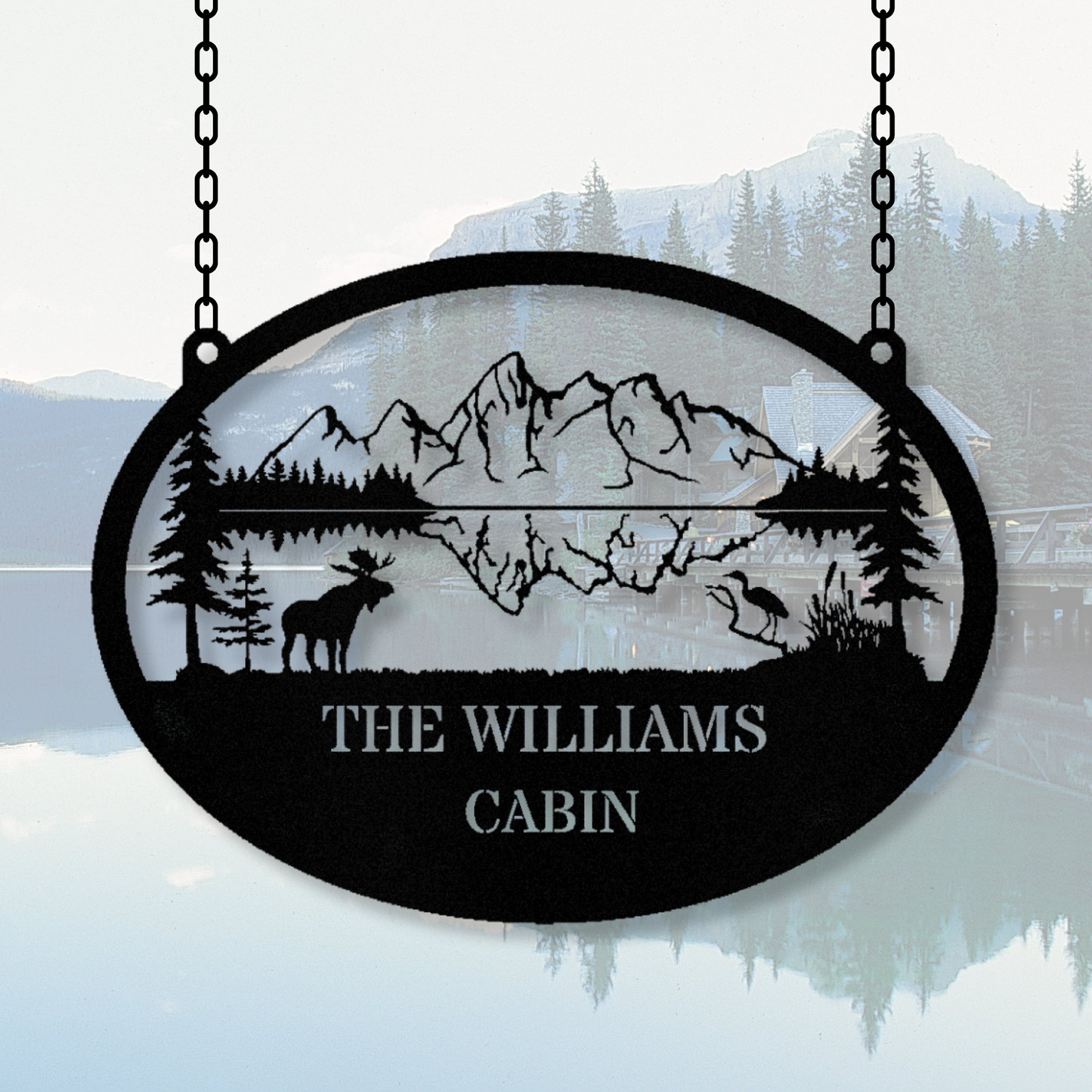Personalized Elk Mountain Metal Hanging Sign, Ranc...