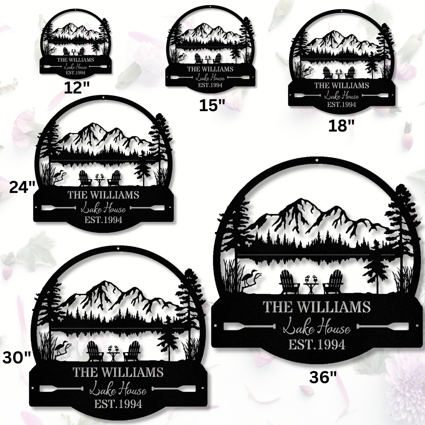 Lake House Wall Metal Sign, Farmhouse Gift, Mountain House Sign, Family Name Sign, Campsite Decor, Cabin Wall Decor, Address Sign, Est. Sign