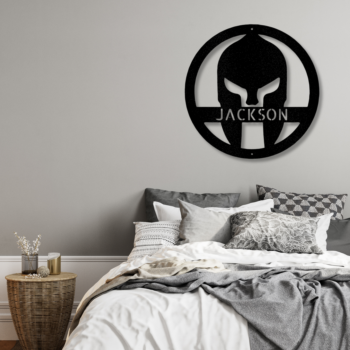 Custom Spartan Helmet Metal Art Sign, Personalized Spartan Gladiator Helmet Wall Art Decor, X-mas Gift For Him, Mother To Son Gift.