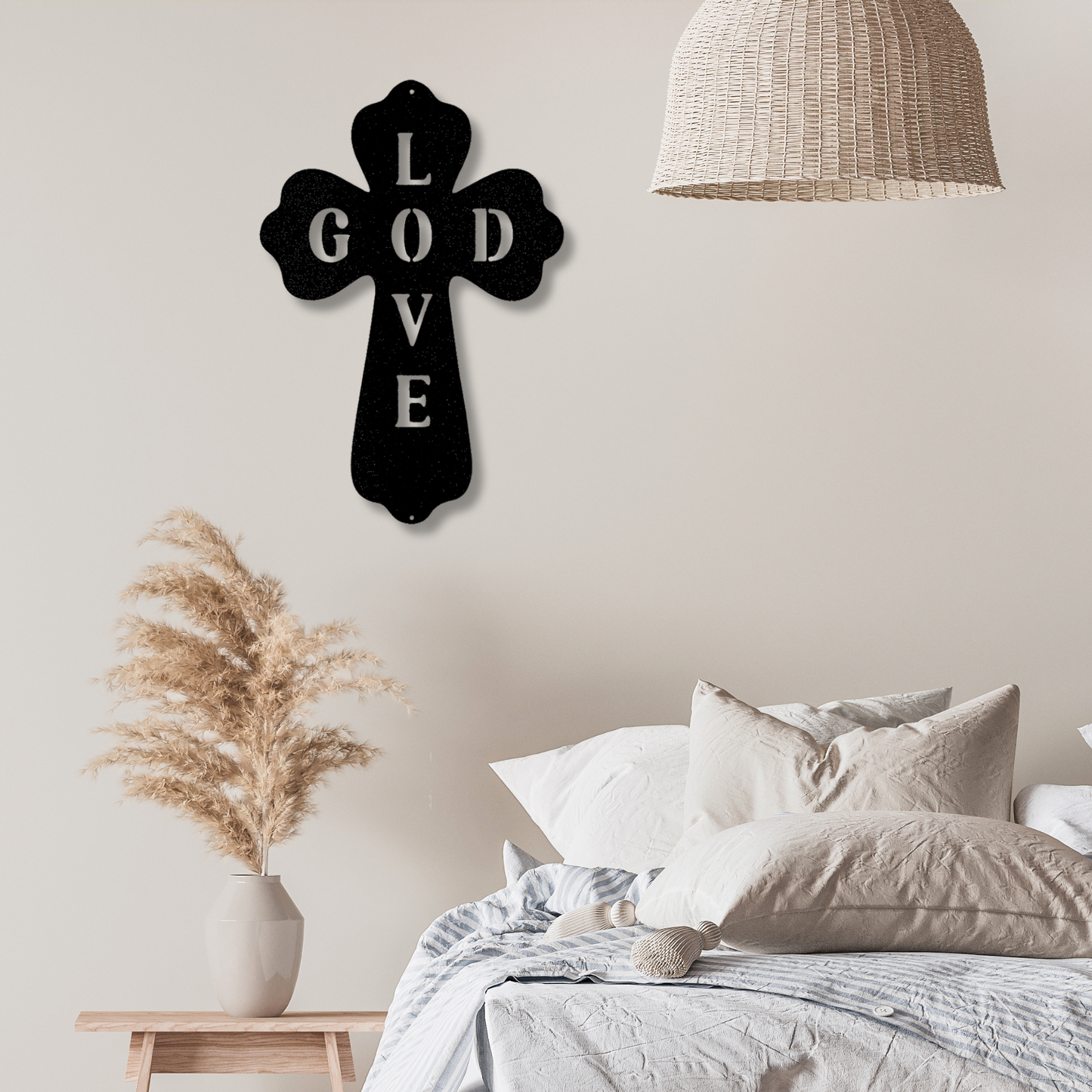 God Love Metal Sign, Faith Cross Monogram, Living Room Wall Hanging, Thanksgiving Gift For Her, Daughter To Mother Gift, Christian Wall Art Decor.