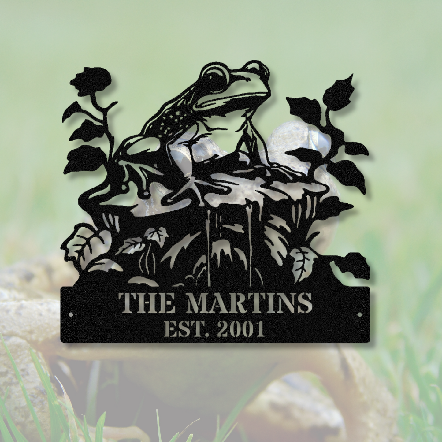 Frog Metal Sign, Frog Wall Art, Metal Garden Decor, Frog Garden Sign, Outdoor Metal Art, Yard Decorations For Frog Lovers