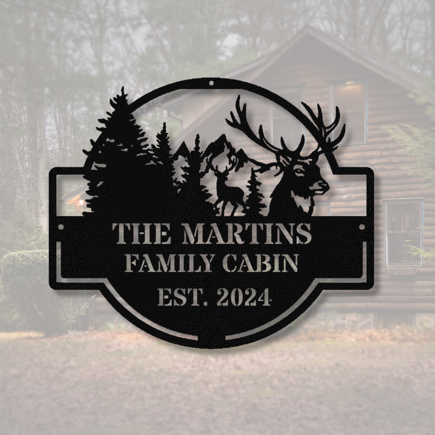 Personalized Cabin Metal Sign, Custom Name Metal Sign, Wall Art Decor, Deer Hunter Gift, Deer Metal Sign, Last Name Metal Sign, Cabin Wall Hanging