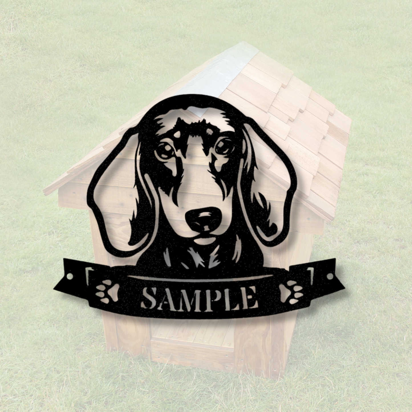 Dachshund Face Monogram Metal Sign, Dog Lover Gift, Dachshund Wall Decor, Loss Of Pet Metal Sign, Dog Name Remembrance Sign, Kennel Sign