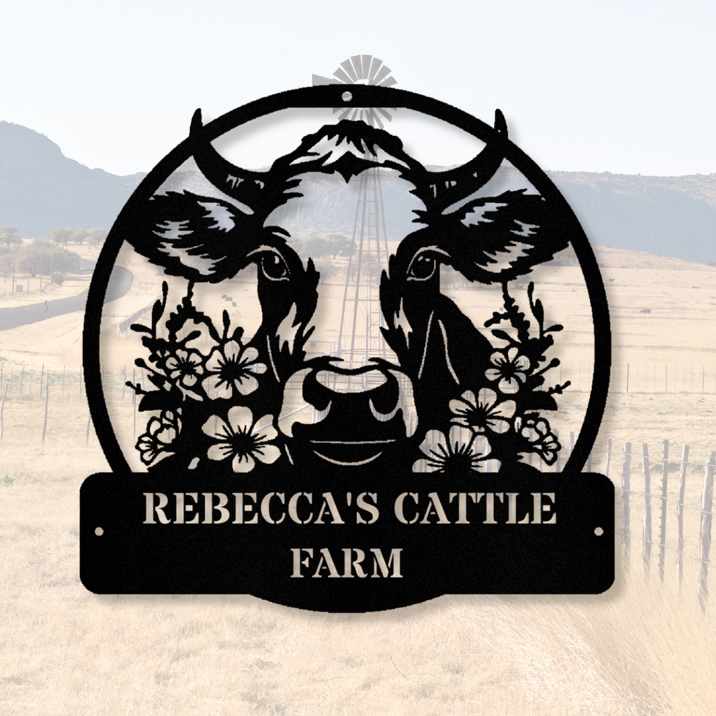 Personalized Cattle Wall Sign, Address Metal Sign, Boho Living Room Decor, Farmhouse Metal Sign, Cabin Wall Decor, Custom Name Cow Sign, Last Name Sign