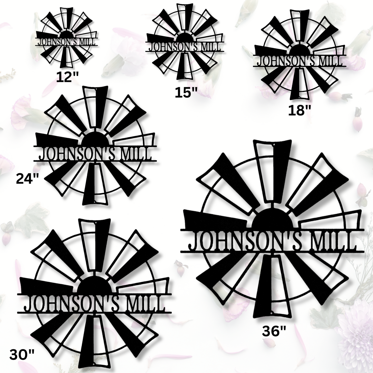Windmill Monogram, Personalized Windmill Metal Sign, Custom Farmhouse Sign, Family Name Windmill Plaque, Garden Metal Sign, Gifts For Her