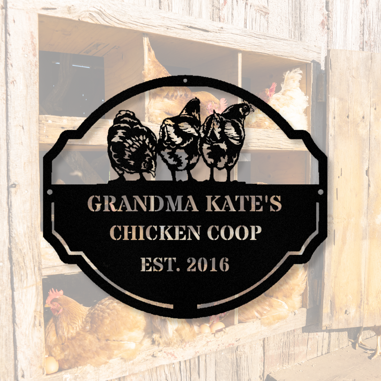 Personalized Chicken Coop Metal Sign, Custom Name Hen House Sign, Outdoor Metal Sign, Egg Shack Metal Sign Decor, Grandma Gift, Mother's Day Gift